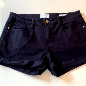 frame black denim shorts
